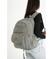 571 Collection Klinkır Kumaş Lise Üniversite Çantası 45*30 Cm Çok Cepli  (Gri)