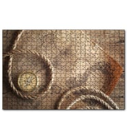 Cakapuzzle Eski İspanya Portekiz Haritası Pusula ve Halat  Puzzle Yapboz MDF (Ahşap) (500 Parça)