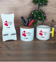 Sevgiliye Hediye Hediye Sepeti Kupa Bardak T Kulplu, Kalemlik ve Ahşap Telefon Standı Sevgililer Günü Hediyesi (Model 5)