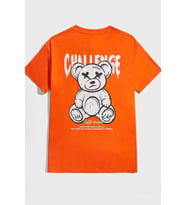 Unisex Chalenge Sırt Baskılı Tasarım Tshirt (Turuncu)