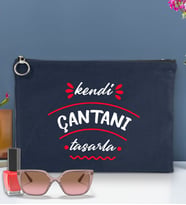 BK Gİft Kişiye Özel Kendin Tasarla Astarlı Portföy Çanta 30x21cm (12 Renk Seçeneğı), Baskılı El Çantası, Organizer Çanta (Lacivert)
