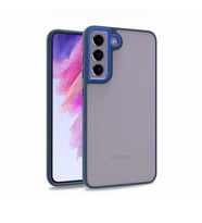 Galaxy S21 FE Kılıf Zore Flora Buton,Kenar Çevresi Renkli Kılıf (Mavi)