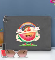 BK Gİft Yaz Temalı-7 Astarlı Portföy Çanta 30x21cm(12 Renk Seçeneği), Baskılı El Çantası, Organizer Çanta (Antrasit)
