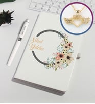 Kişiye Özel Defter Kalem Set 93121 (Leopar) Kolyeli