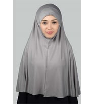 Hazır Türban Peçeli Pratik Eşarp Tesettür Nikaplı Hijab - Namaz Örtüsü Sufle (3XL) (Gri)