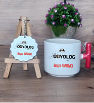 Odyolog Hediye Seti Kupa Bardak T Kulplu ve Anahtarlık Tıp Bayramı Hediyesi (Model 1)