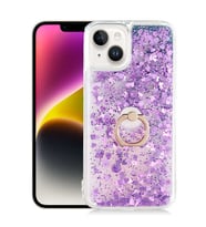 Apple iPhone 14 Plus Kılıf Zore Milce Simli Pullu Yüzüklü Kılıf (Mor)