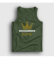 Presmono Unisex Beyaz Backgammon King Tavla Kralı Oyun Atlet 416282tt (Haki)