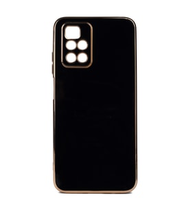 Xiaomi Redmi 10 2022 Kılıf Kenarları Gold Kamera Korumalı Renkli Pastel Silikon Mavi Açık BARK (Siyah)