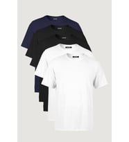 COMEOR Erkek Çok Renkli T- Shirt Regular Fit Rahat Kesim Bisiklet Yaka 5'li Basic Tişört Paketi (Siyah)