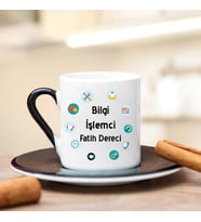 Bilgi İşlemci Türk Kahvesi Fincanı (Siyah)