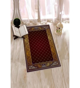 EVDEYA Dijital Baskılı Kaymaz Taban Yıkanabilir Namazlık Seccade 70x130, SECCADE-22-GRİ, (Kırmızı)