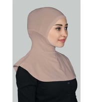 Kadın Tesettür Pratik Boyunluklu Hijab - Sporcu Bone (Pudra)