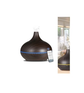 Hava Nemlendirici 7 Led Işıklı Aromatik Oda Kokusu 550 Ml Gümüş Renk Aroma Difüzörü Buhar Makinesi Kumandalı (Kahverengi Koyu)