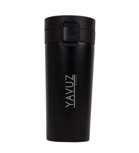 İsme Özel Premium Çelik Termos Bardak Kilitli Kapaklı 350 ML (Siyah)