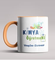Kişiye Özel Kimya Öğretmeni Tasarım Siyah Renk Kupa Bardak 4 (Turuncu)