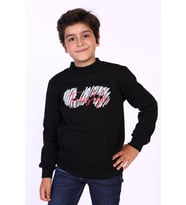 Toontoy Erkek Çocuk Kanguru Cepli Baskılı Sweatshirt (Siyah)