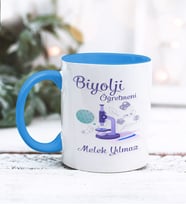 Biyoloji Öğretmeni Tasarımlı Kişiye Özel Kupa Bardak (Mavi)