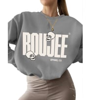 Bej bisiklet yaka erkek unisex kalın 3 iplik şardonlu Sweatshirt Boujee giyim Baskılı Sweatshirt (Gri)