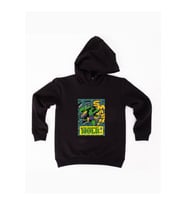 Hulk baskılı kapüşonlu pamuklu kumaş çocuk sweatshirt (Siyah)