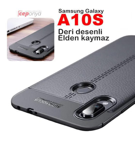 Galaxy A10S Kamera Korumalı Deri Görünümlü Kalite Silikon Kılıf (Kırmızı)