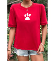 Unisex Paw Baskılı T-shirt (Kırmızı)