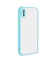 Apple iPhone X Kılıf Zore Hux Düğme ve Kapak Zıt Renk Kılıf (Turkuaz)