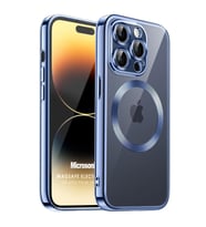 Microsonic Apple iPhone 14 Pro Max Kılıf MagSafe Luxury Electroplate Siyah (Mavi)