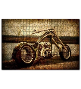 Cakapuzzle Eski Görünüm Chopper Motorsiklet  Puzzle Yapboz MDF (Ahşap) (1000 Parça)