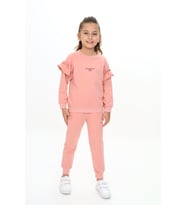 Toontoy Kız Çocuk Baskılı Eşofman Takım (Koyu Pudra)