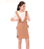Toontoy Kız Çocuk 2li Salopetli Takım (Kahverengi)