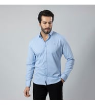 Erkek Uzun Kol Gömlek Slimfit Likralı Kumaş Pa-179 (Mavi)