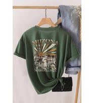 Unisex Sırt Baskılı Arizona Oversize Tshirt (Yeşil)