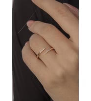 14 Ayar Altın Modern Tasarım Taşlı Yüzük (Rose)