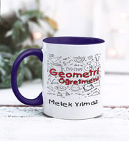 Geometri Öğretmeni Tasarımlı Kişiye Özel Kupa Bardak (Lacivert)