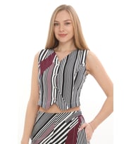 %100 Cotton Desenli Yelek (Mürdüm)