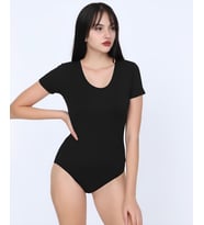 NBB U Yaka Kısa Kollu Alttan Çıtçıtlı Body/Atlet -2945 (Siyah)