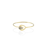 Kadir Jewellery 22 Ayar Altın Kaplama El İşçiliği Zirkon Taşlı Kadın Kelepçe Bilezik (Gri)