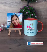 Rusça Öğretmeni Fotoğraflı Dekoratif Taş, Kupa Bardak Beyaz Hediye (Model 13)