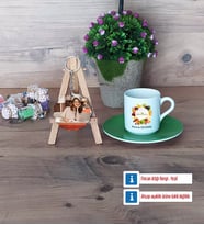 Diyetisyen Türk Kahvesi Fincanı Ahşap Altlıklı ve Fotoğraflı Ahşap Anahtarlık Hediye (Model 9)
