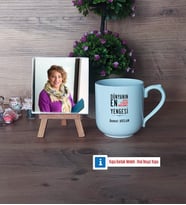 Yengeye Hediye Fotoğraflı Dekoratif Taş, Kupa Bardak Beyaz Hediye (Model 5)