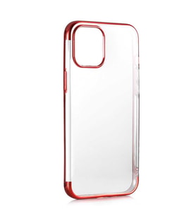 iPhone 12 / 12 Pro Kılıf İnce Köşeleri Renkli Şeffaf Silikon (Kırmızı)