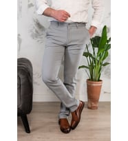 NOTRA KLASİK KESİM NOKTA DESENLİ ERKEK GABARDİN YAZLIK PANTOLON  (Gri)