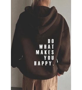 Do What Baskılı Oversize Sweatshirt (Kahverengi)