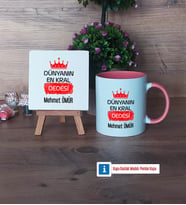 Dedeye Hediye Dekoratif Taş, Kupa Bardak Kırmızı HediyeDedeye Babalar Günü Hediyesi (Model 5)