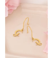 925 AYAR SALLANTILI KEDİLİ HİLAL KÜPE (Gold)