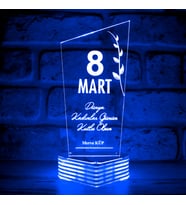 Kişiye Özel 8 Mart Dünya Kadınlar Günü Hediyesi 3D Lamba (Mavi)