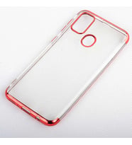 Galaxy M30S Kılıf İnce Köşeleri Renkli Şeffaf Silikon (Kırmızı)