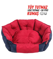 XPERMATE Biscuit Kedi Yatağı ve Köpek Yatağı  Köpek Yatağı Su İtici Kumaş 60x55x28 Lacivert Turuncu (Kırmızı-Lacivert)