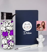 Kişiye Özel Defter Kalem Matara Ve Fotoğraflı Notluk Seti 93536 (Lacivert)